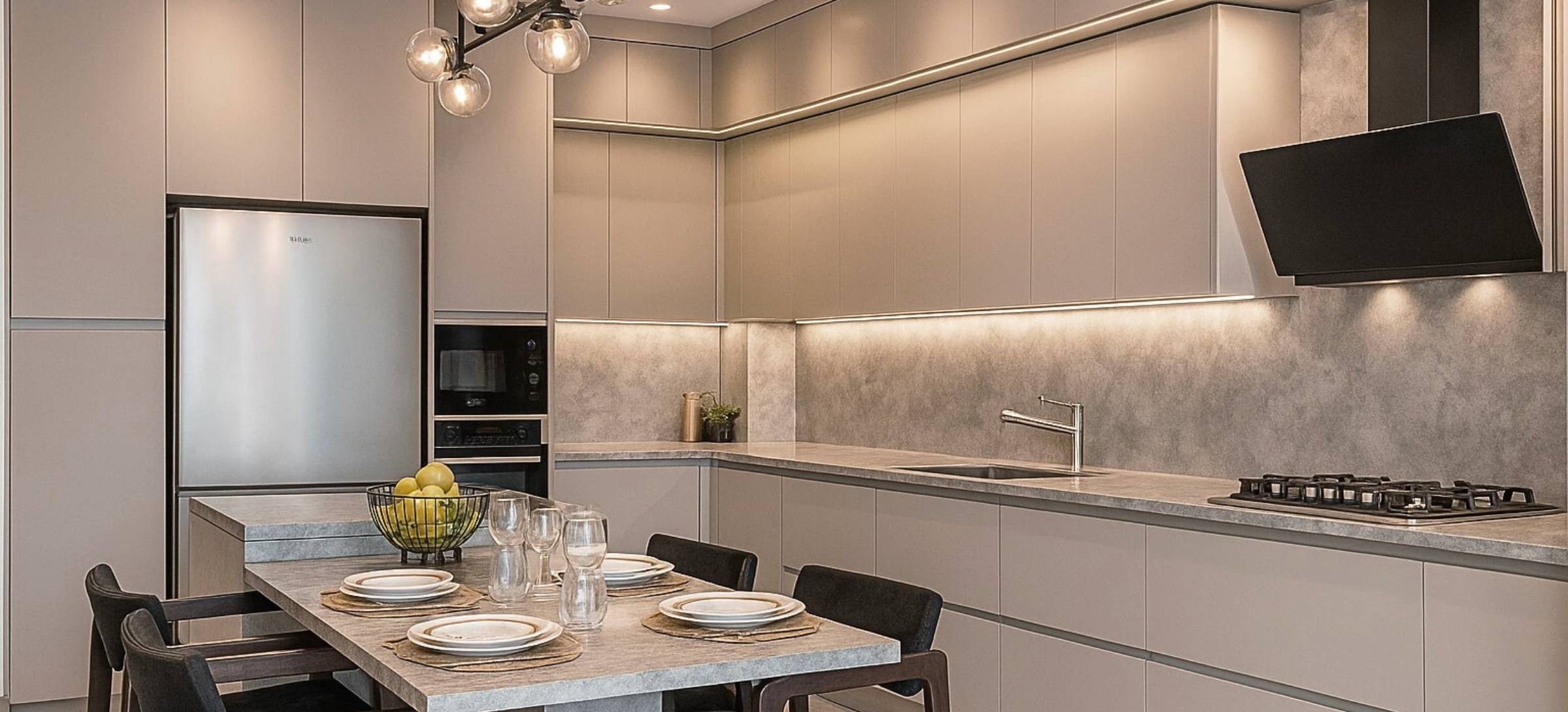 gri mutfak tasarımı