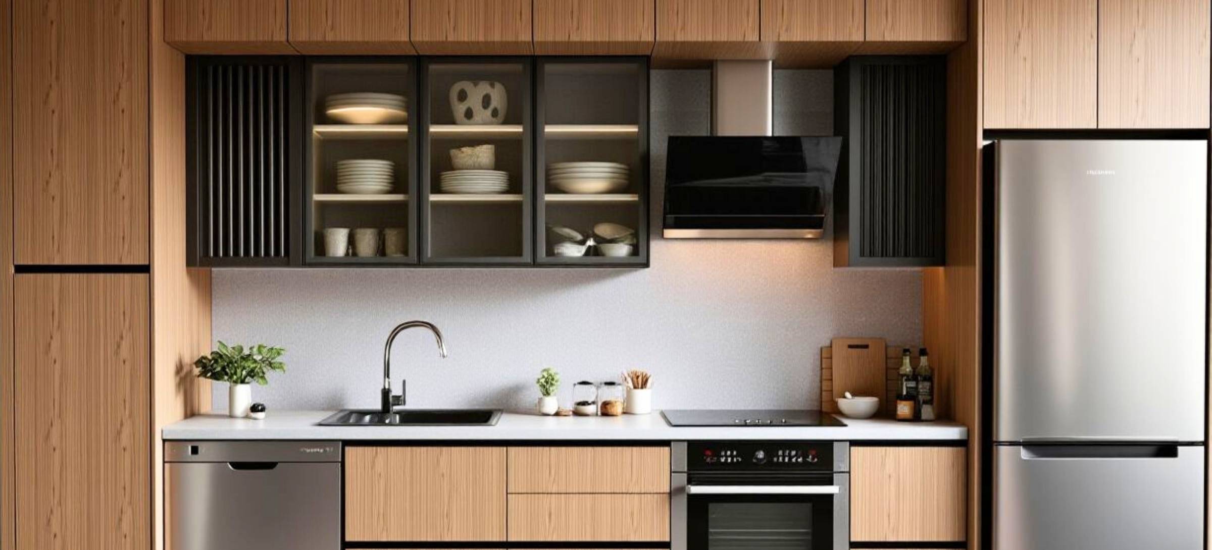 meşe rengi mutfak tasarımı